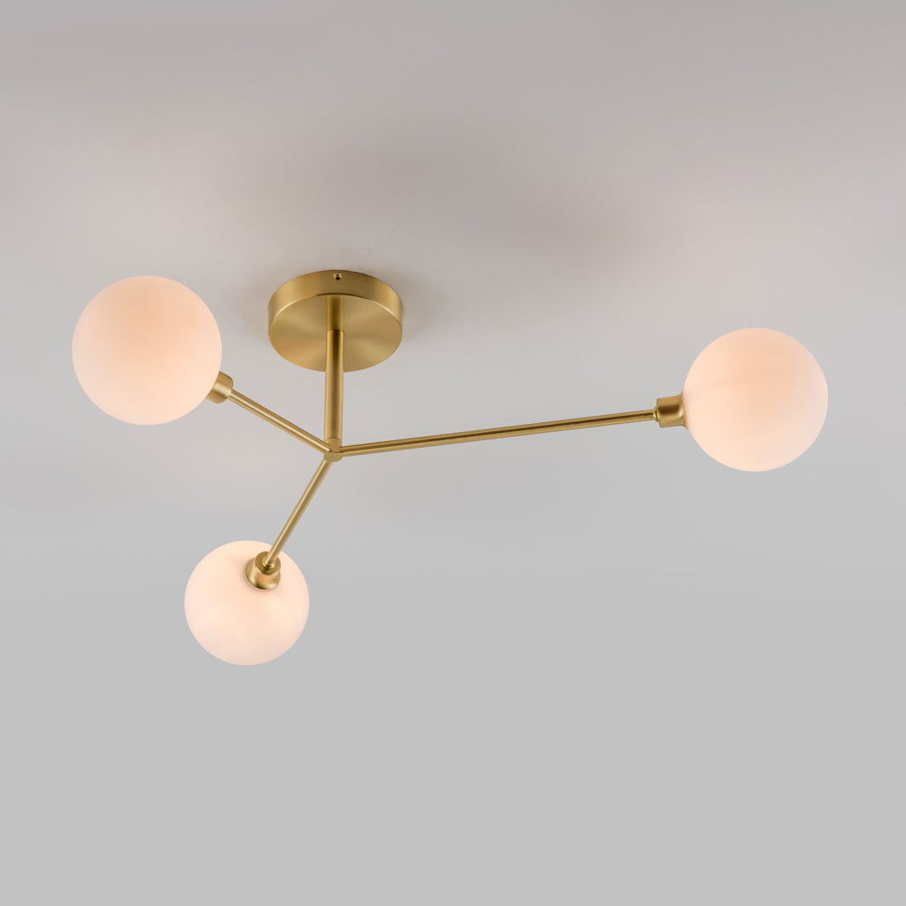 3 Light Flush Ceiling Light- Brass