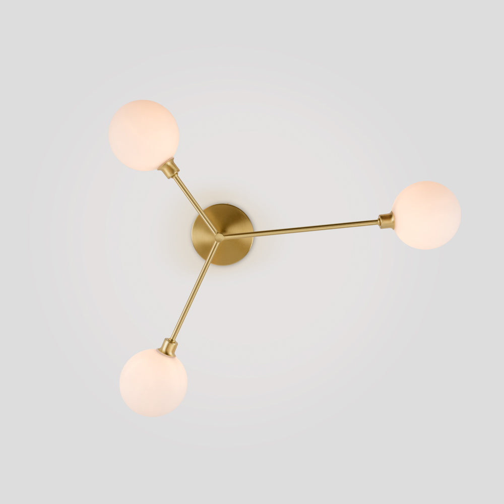 3 Light Flush Ceiling Light- Brass