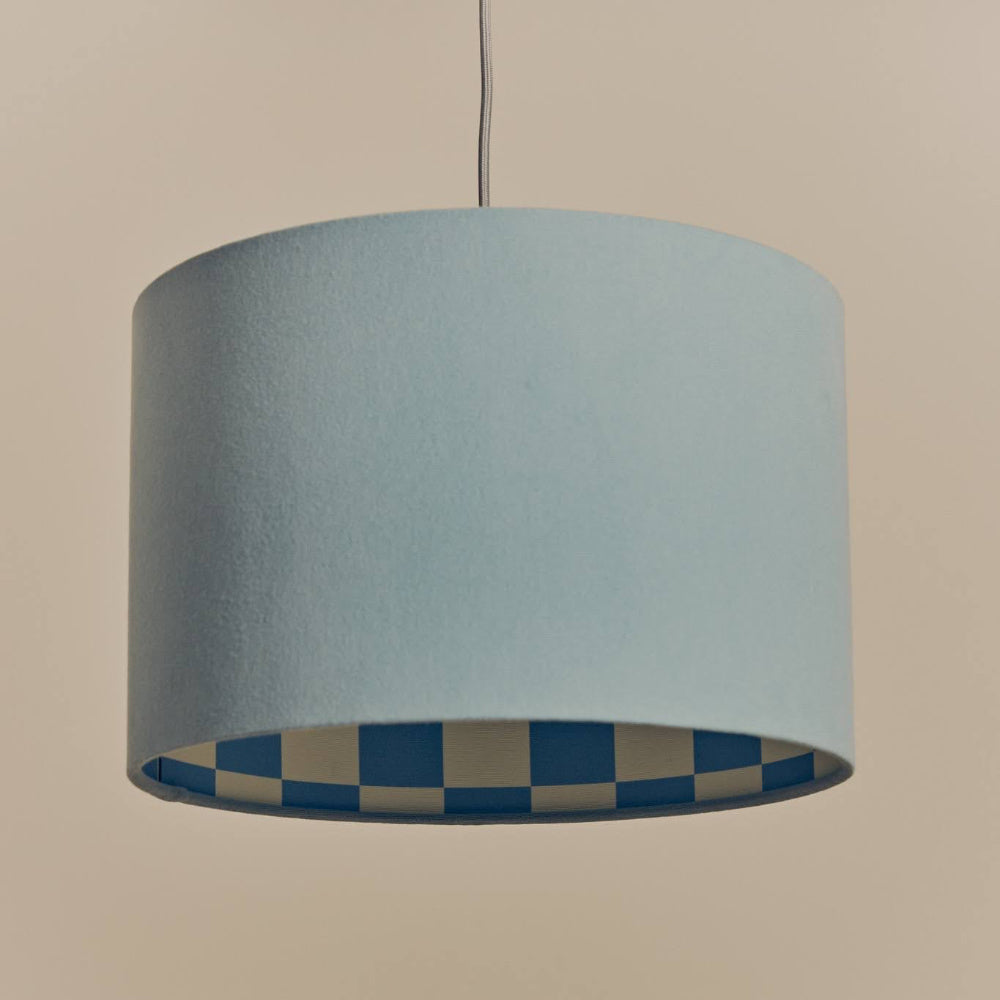 Damson Blue Checkered Drum Shade