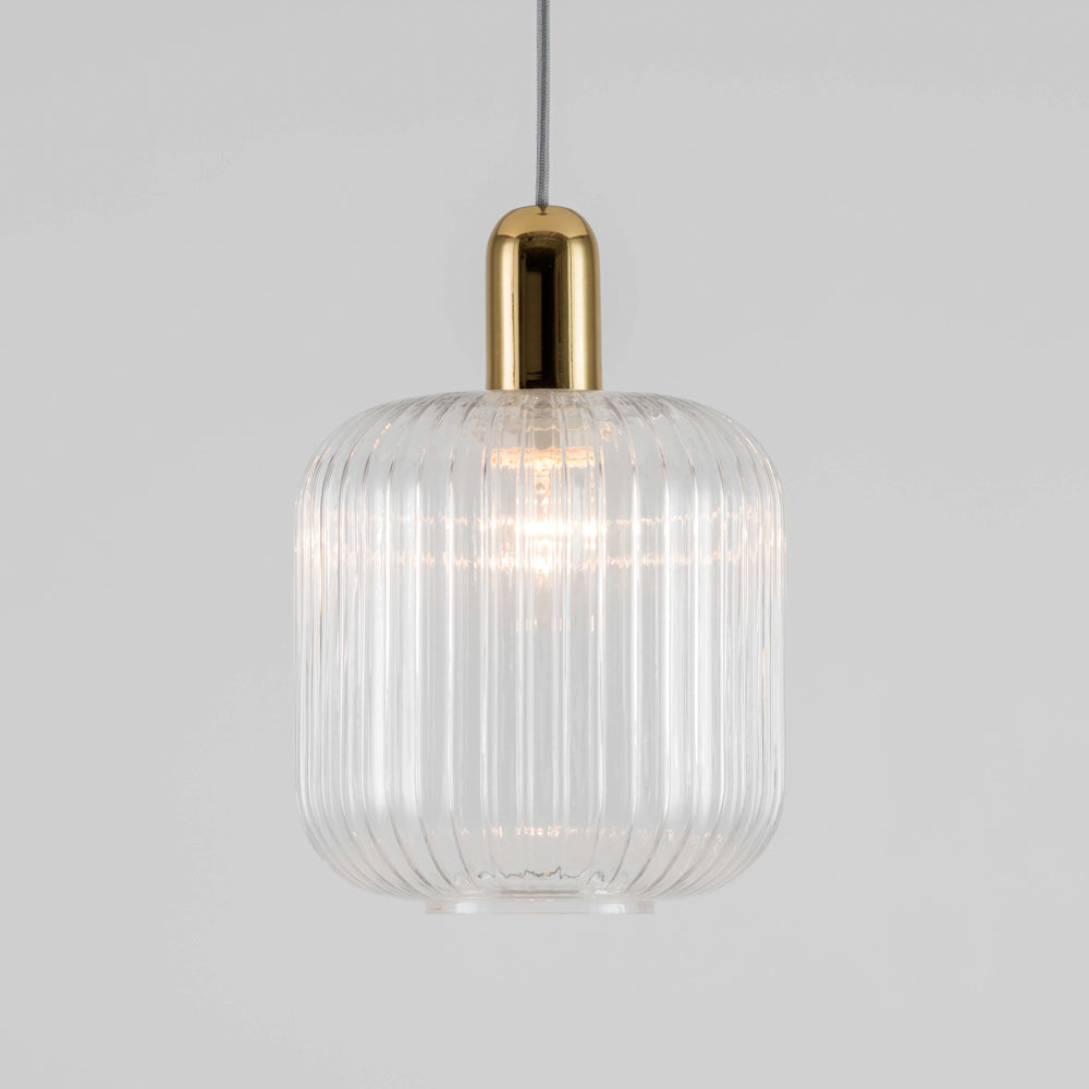 Clear Ribbed Glass Shade Ceiling Light