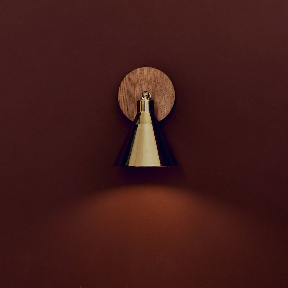 Cone Wall Light - Brass/Wood