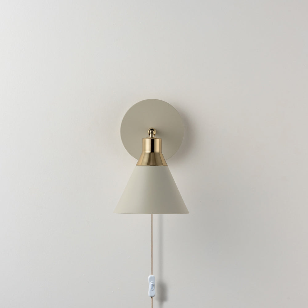 Sand Grey Cone Plug-In Wall Light