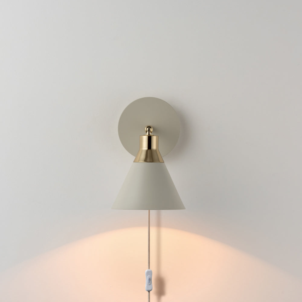 Sand Grey Cone Plug-In Wall Light
