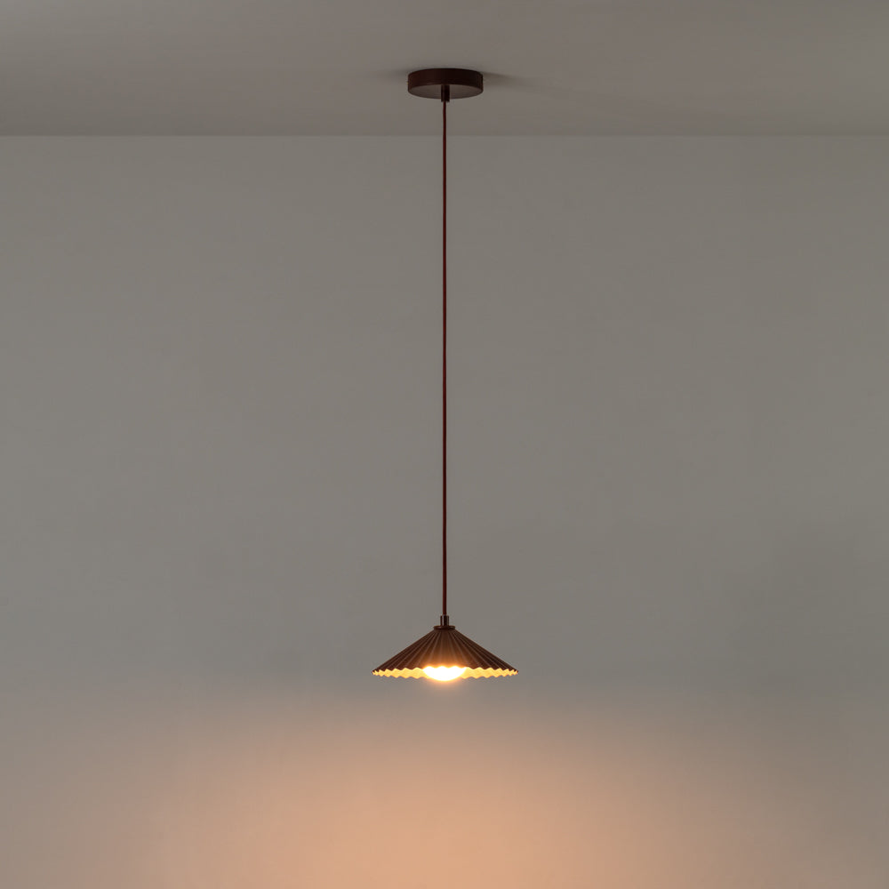 Burgundy Small Pleat Pendant Ceiling Light