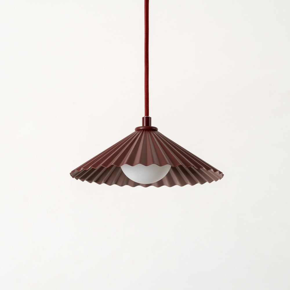 Burgundy Small Pleat Pendant Ceiling Light