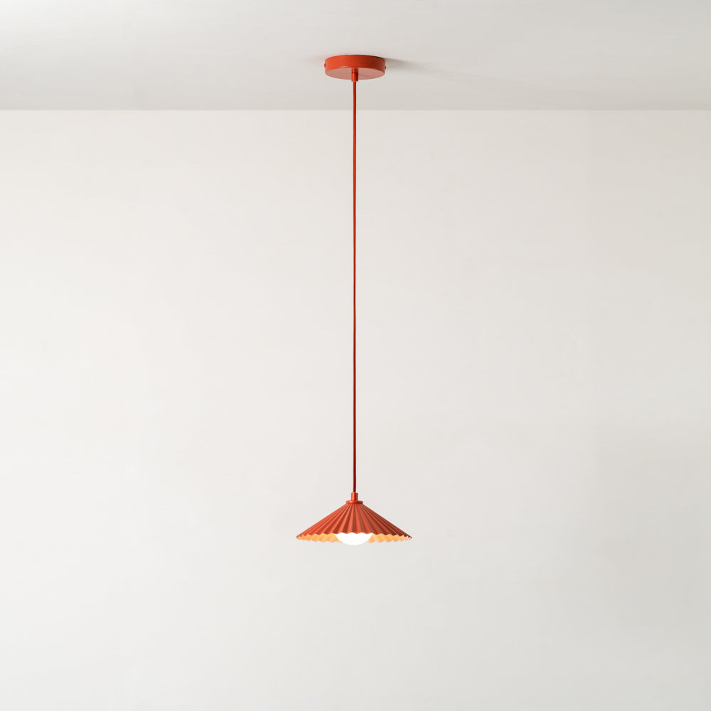 Burnt Orange Small Pleat Pendant Ceiling Light