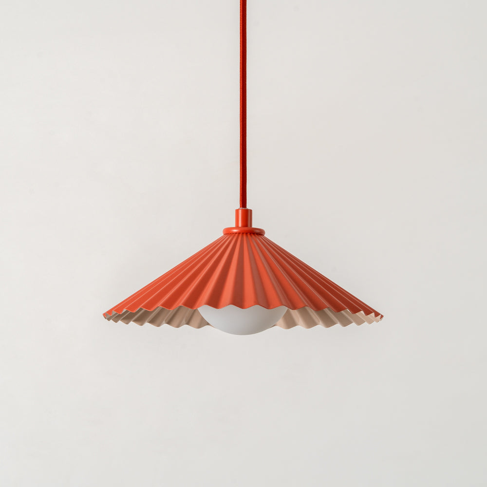 Burnt Orange Small Pleat Pendant Ceiling Light