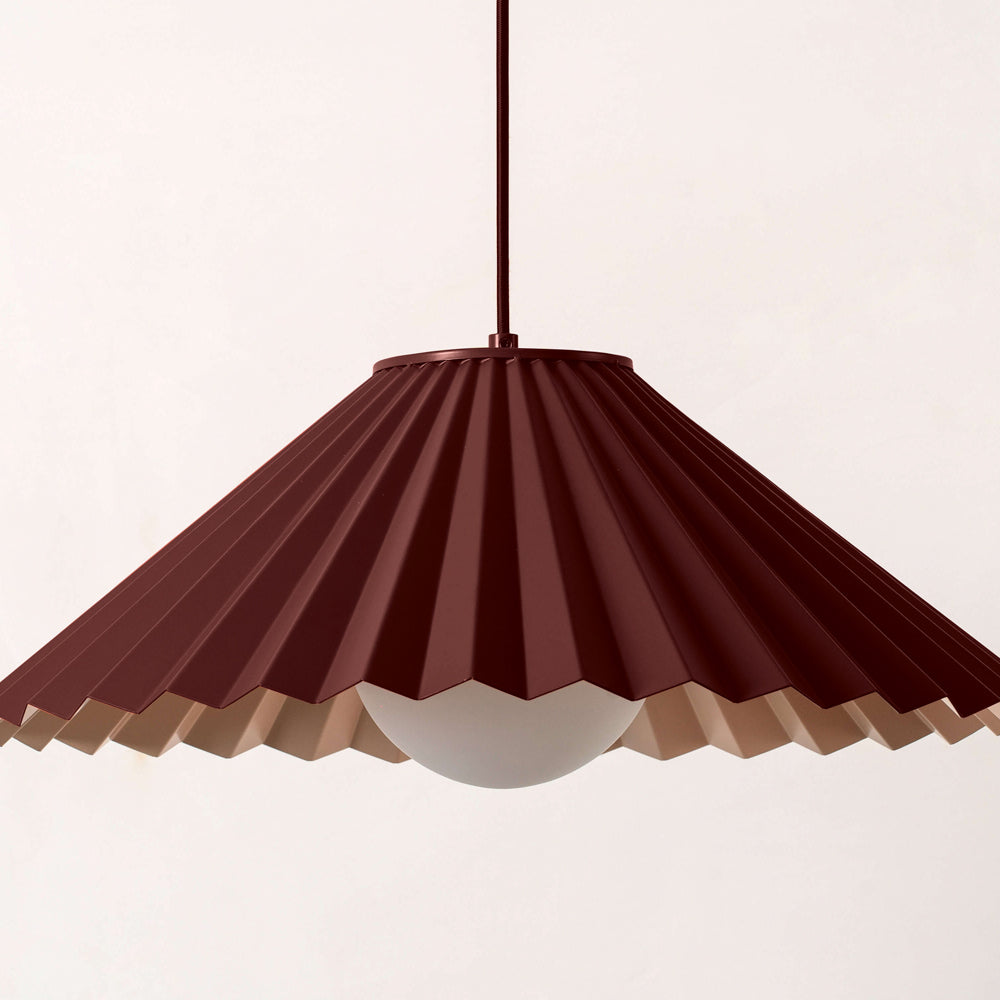 Burgundy Large Pleat Pendant Ceiling Light