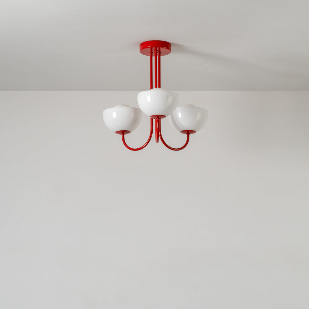Glass Bowl Ceiling Light - Jam Red