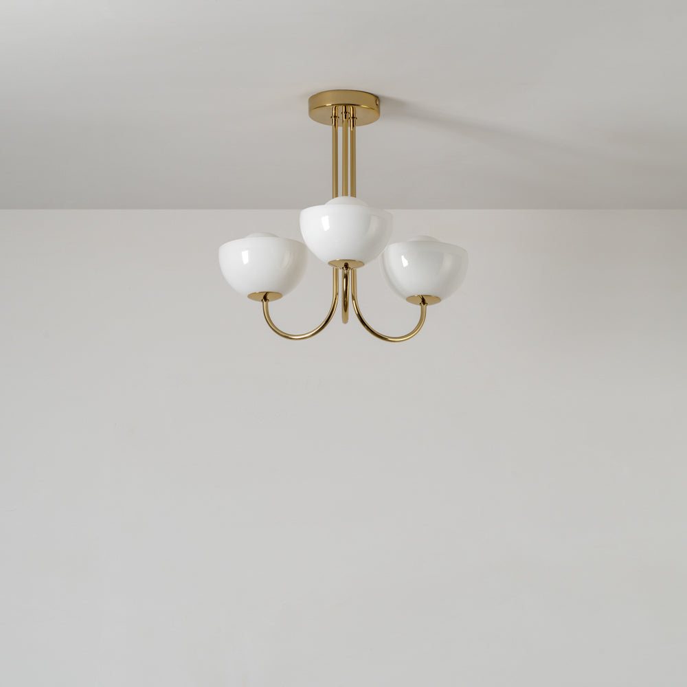 Glass Bowl Ceiling Light - Brass