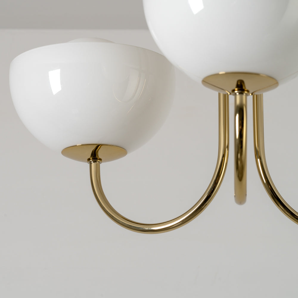 Glass Bowl Ceiling Light - Brass