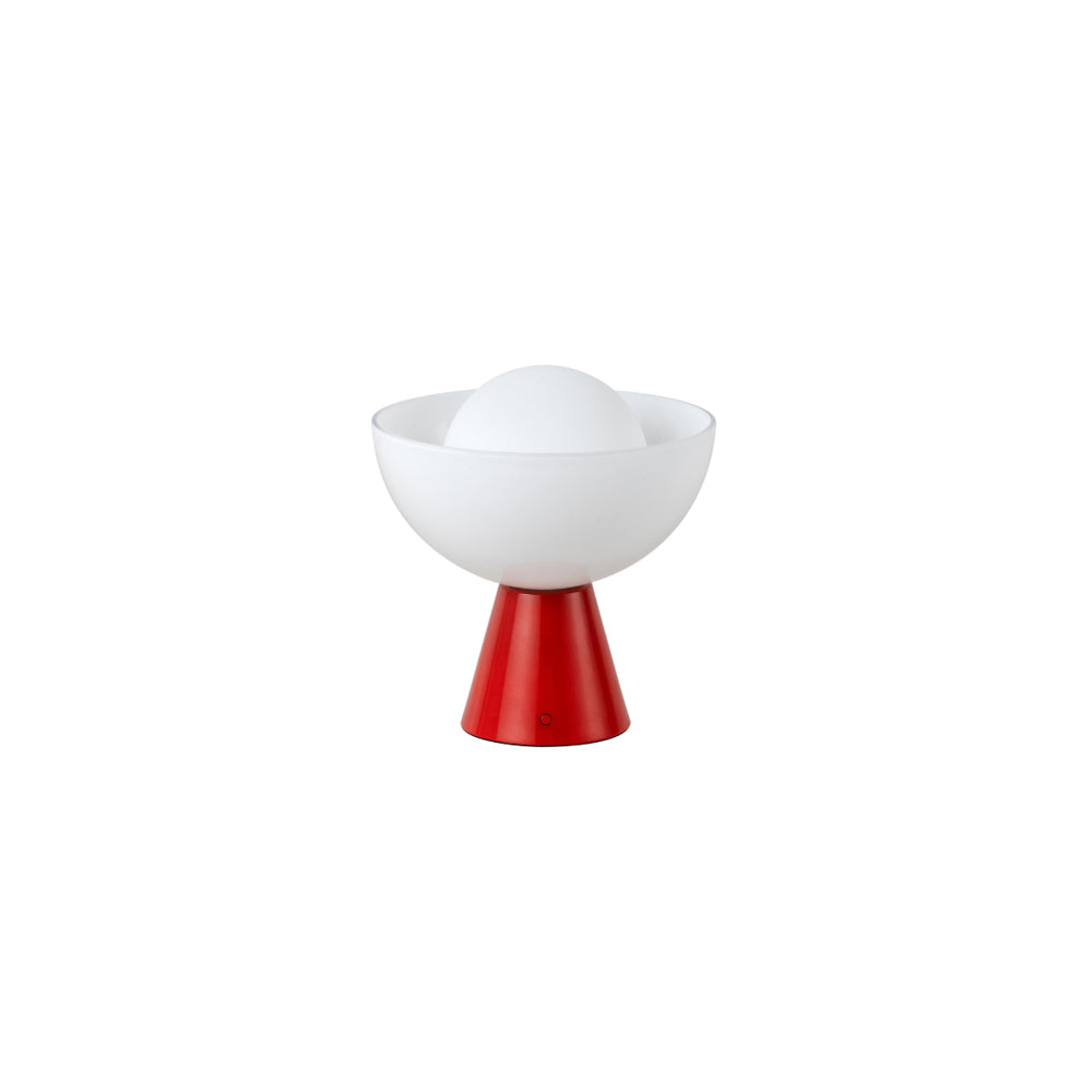 Glass Bowl Rechargeable Table Lamp - Jam Red