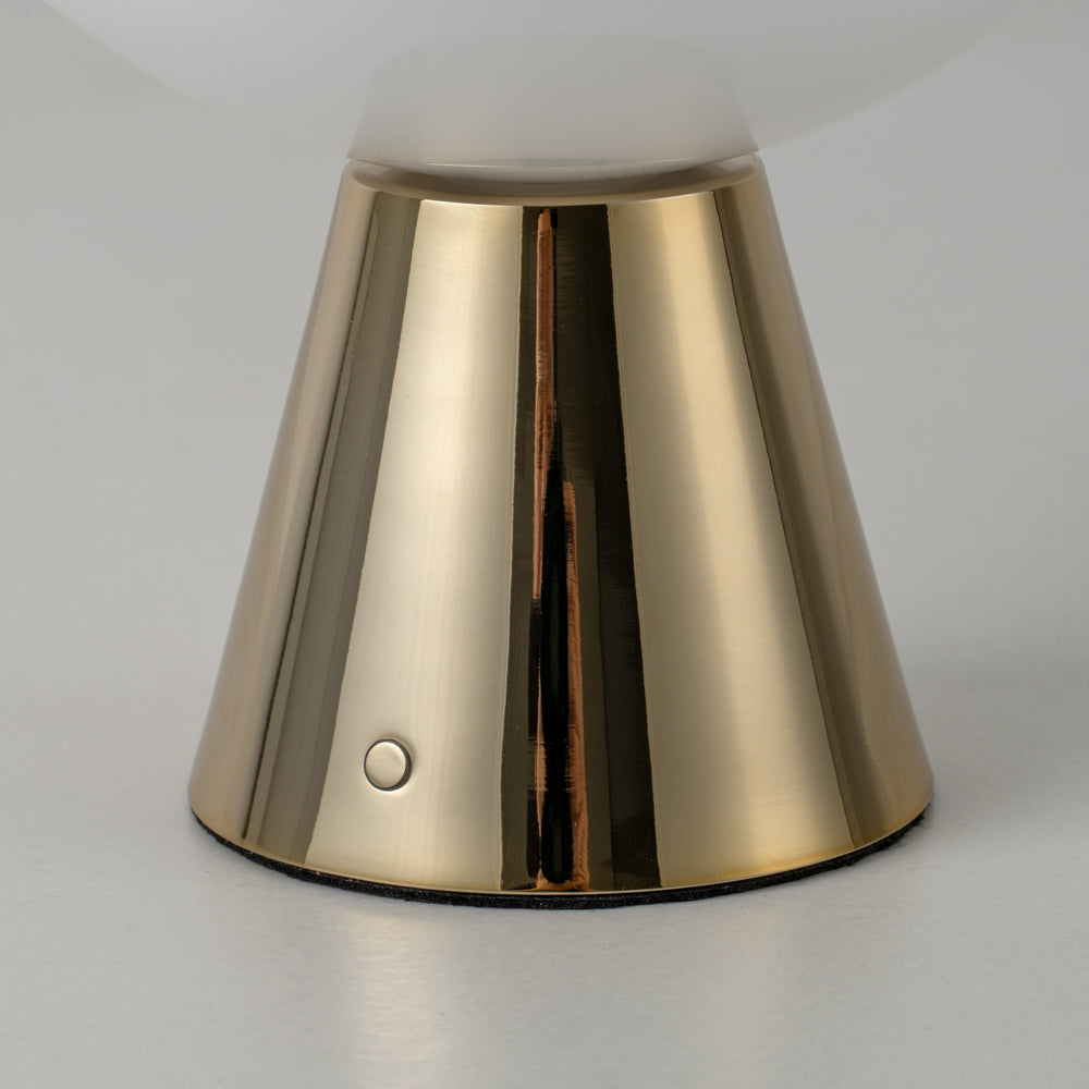 Glass Bowl Rechargeable Table Lamp - Brass
