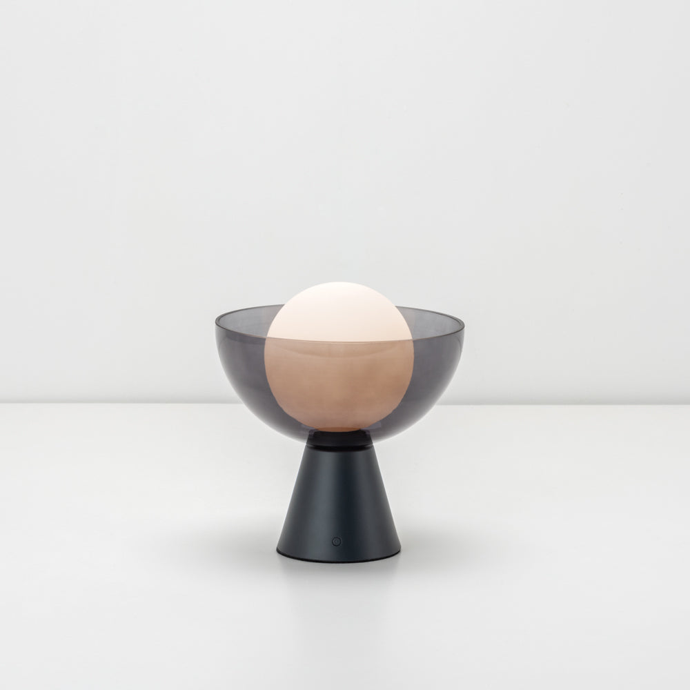 Charcoal Grey Dome Cordless Table Lamp