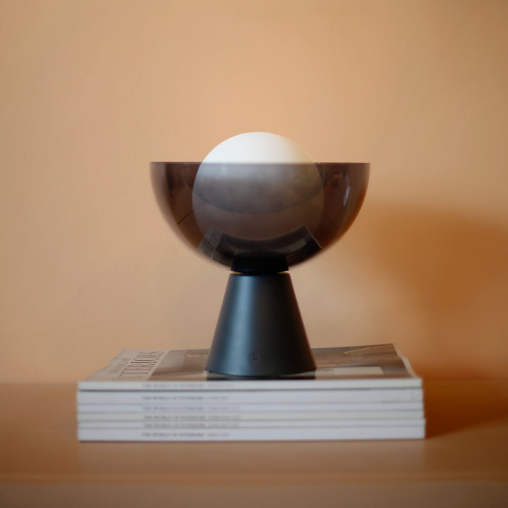 Charcoal Grey Dome Cordless Table Lamp