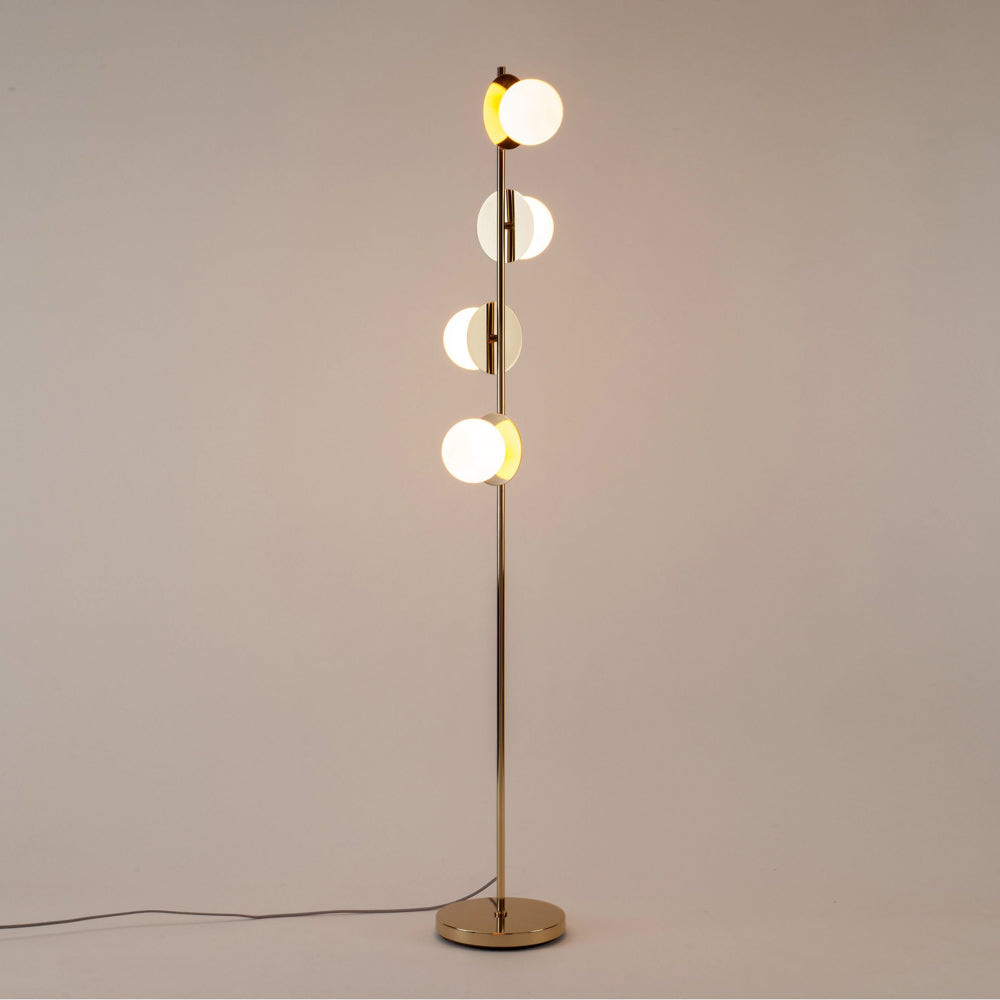 Opal Disc Floor Light - Brass