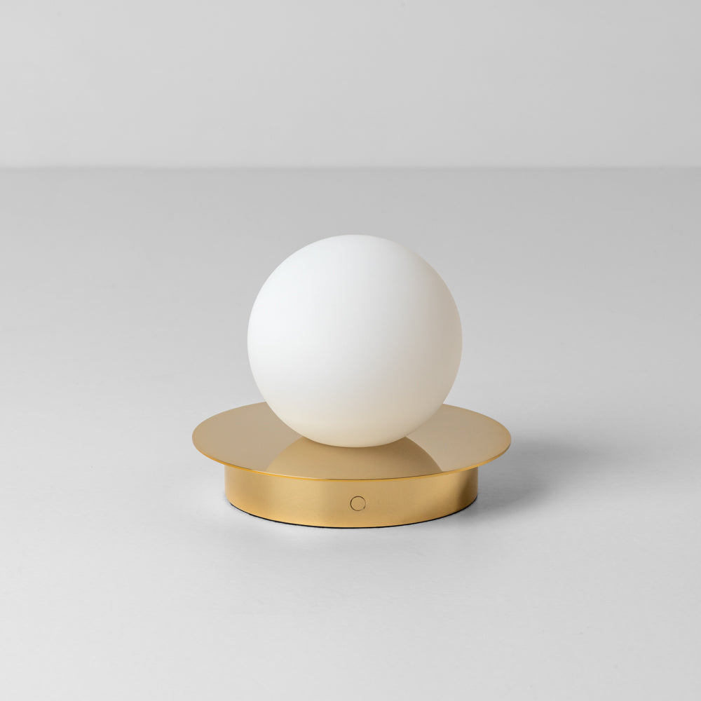 Opal Disk Rechargeable Table Lamp - Brass