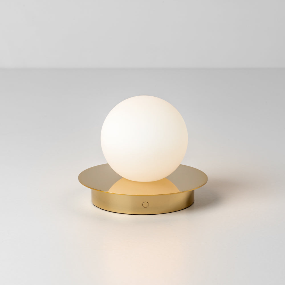 Opal Disk Rechargeable Table Lamp - Brass
