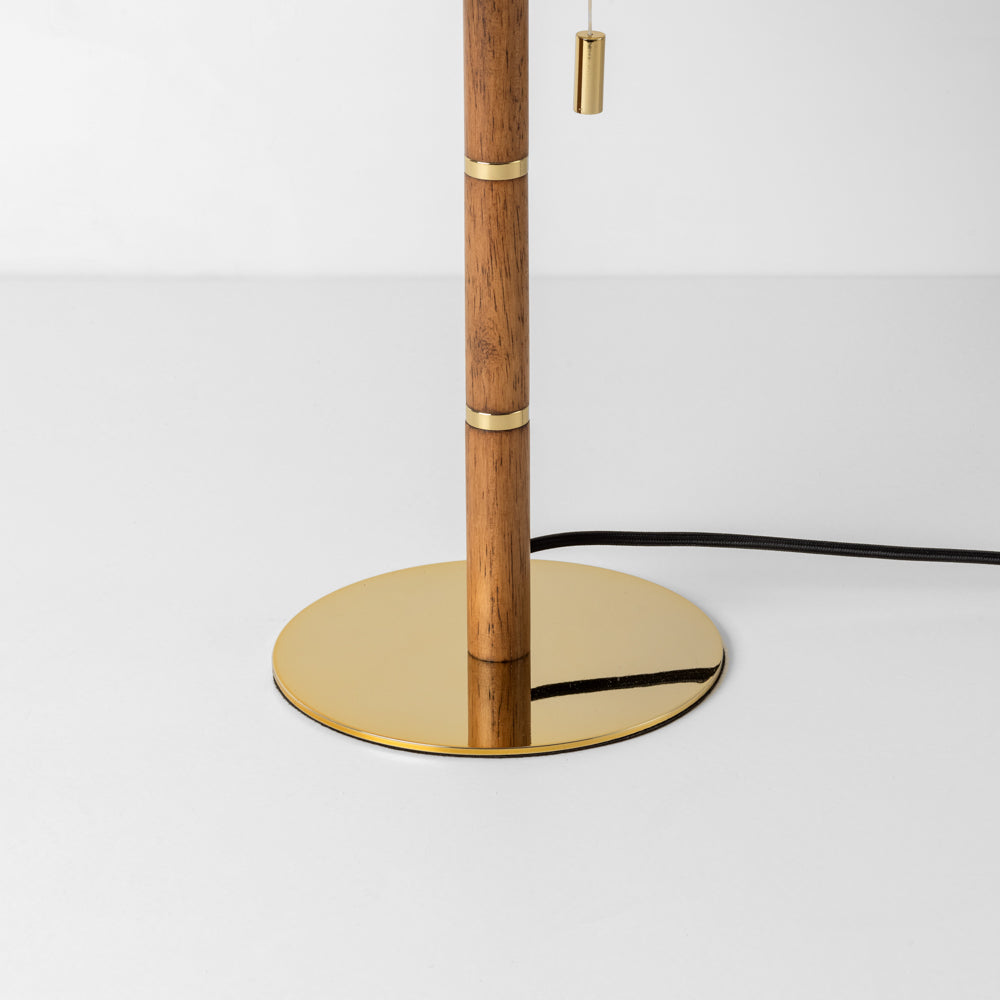 Wood & Brass Disk Floor Lamp