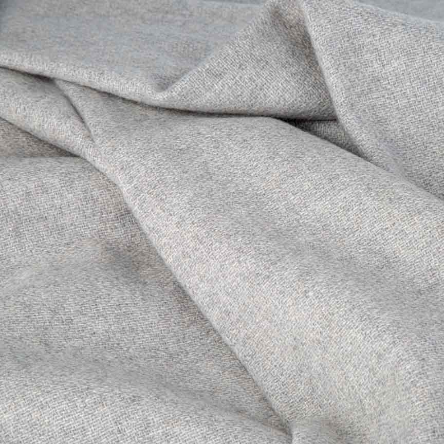 Close-up of grey blanket made of cashmere