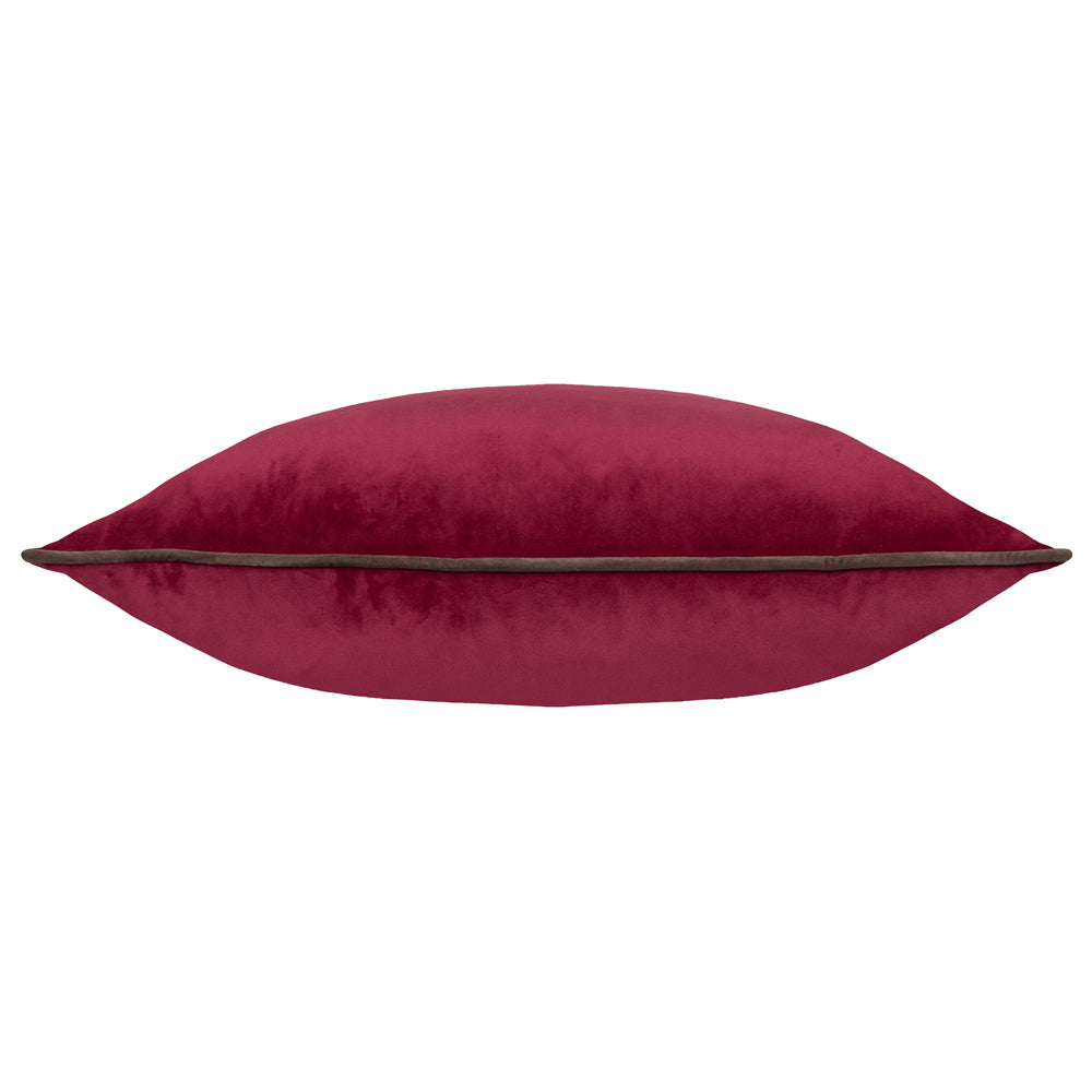 Meridian Velvet Cushion Cranberry/Mocha