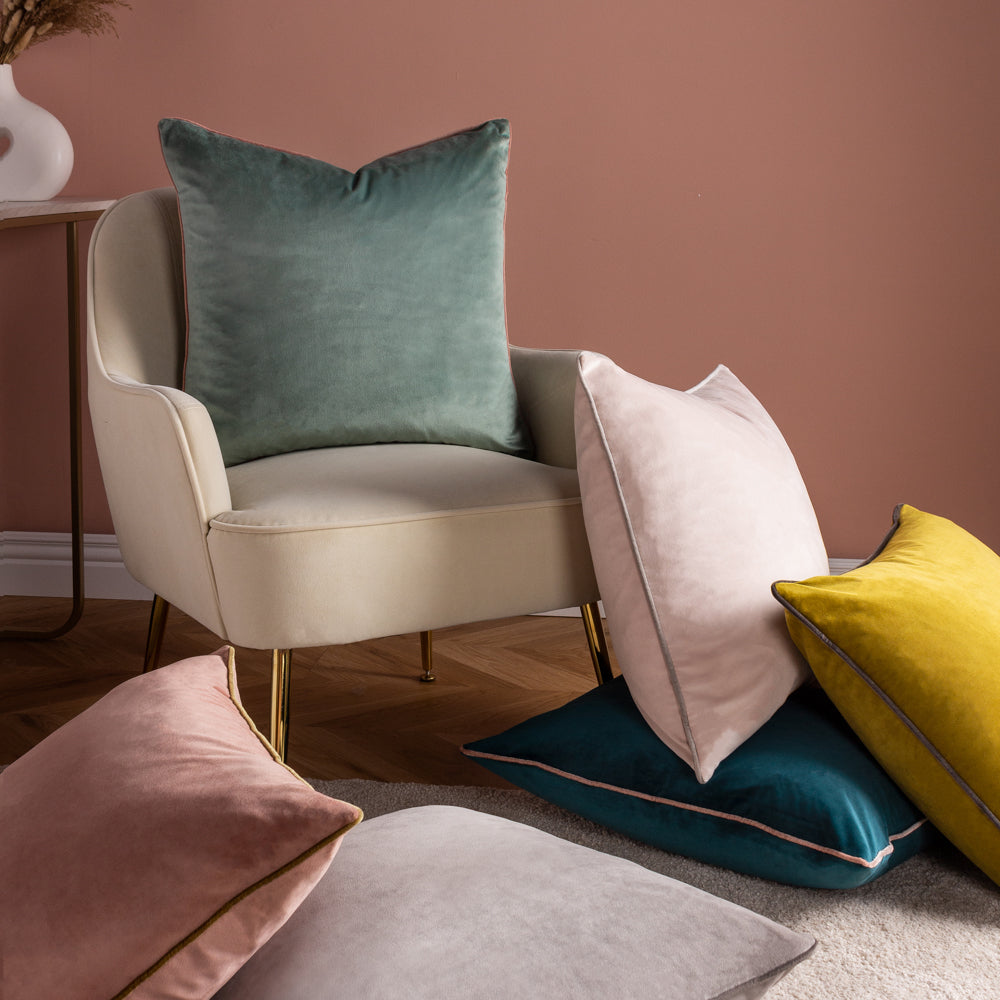 Meridian Velvet Cushion Charcoal/Moss