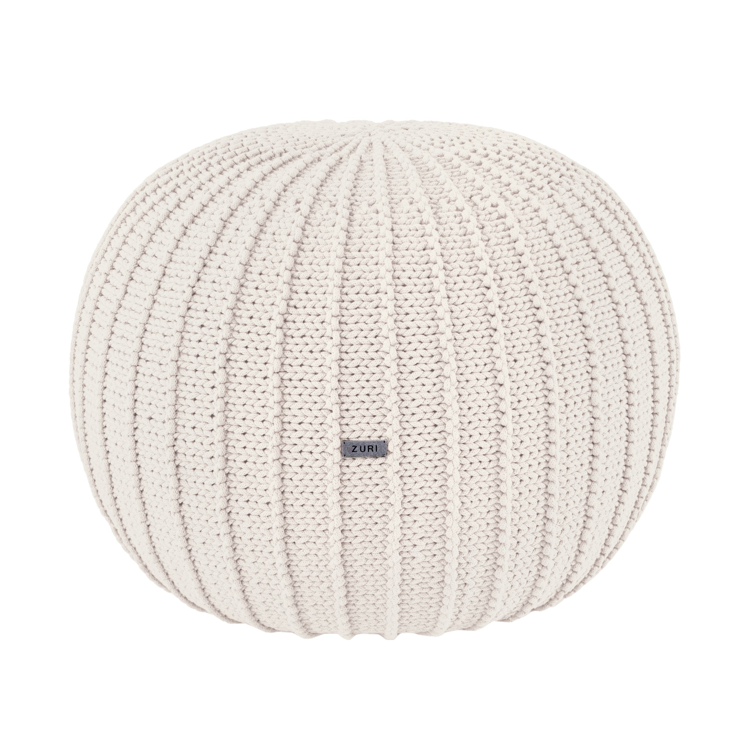 Knitted Pouffe, Medium - Ivory