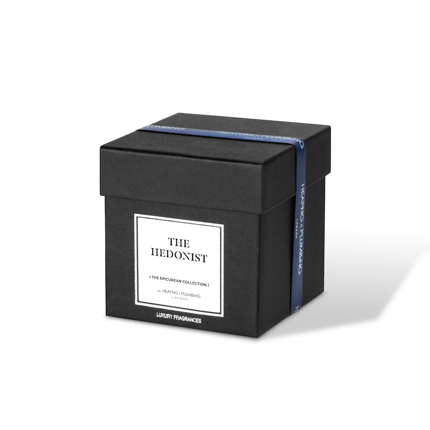 Black box with 'The Hedonist' label on a white background