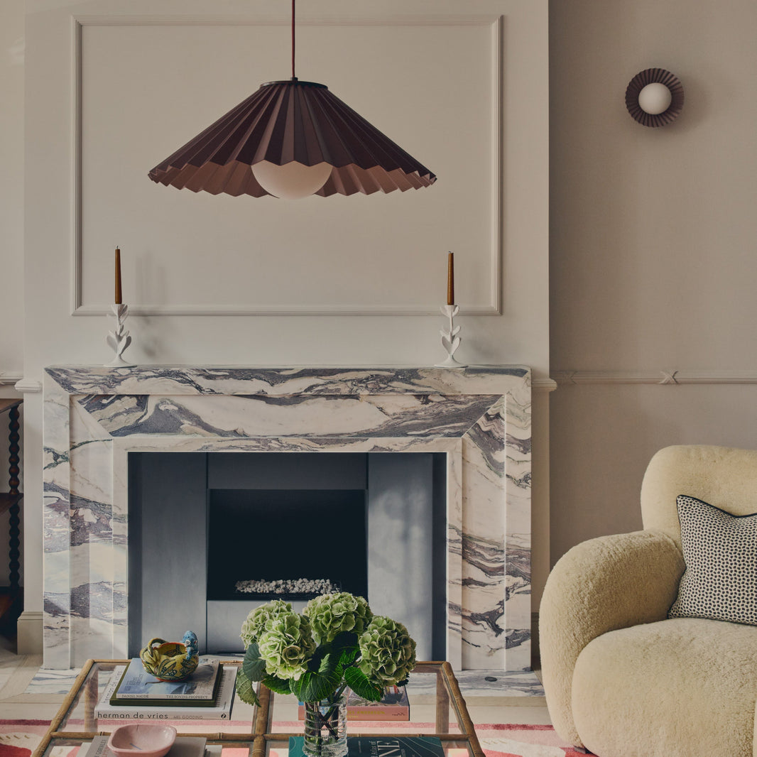 Burgundy Pleat Lampshade ceiling light