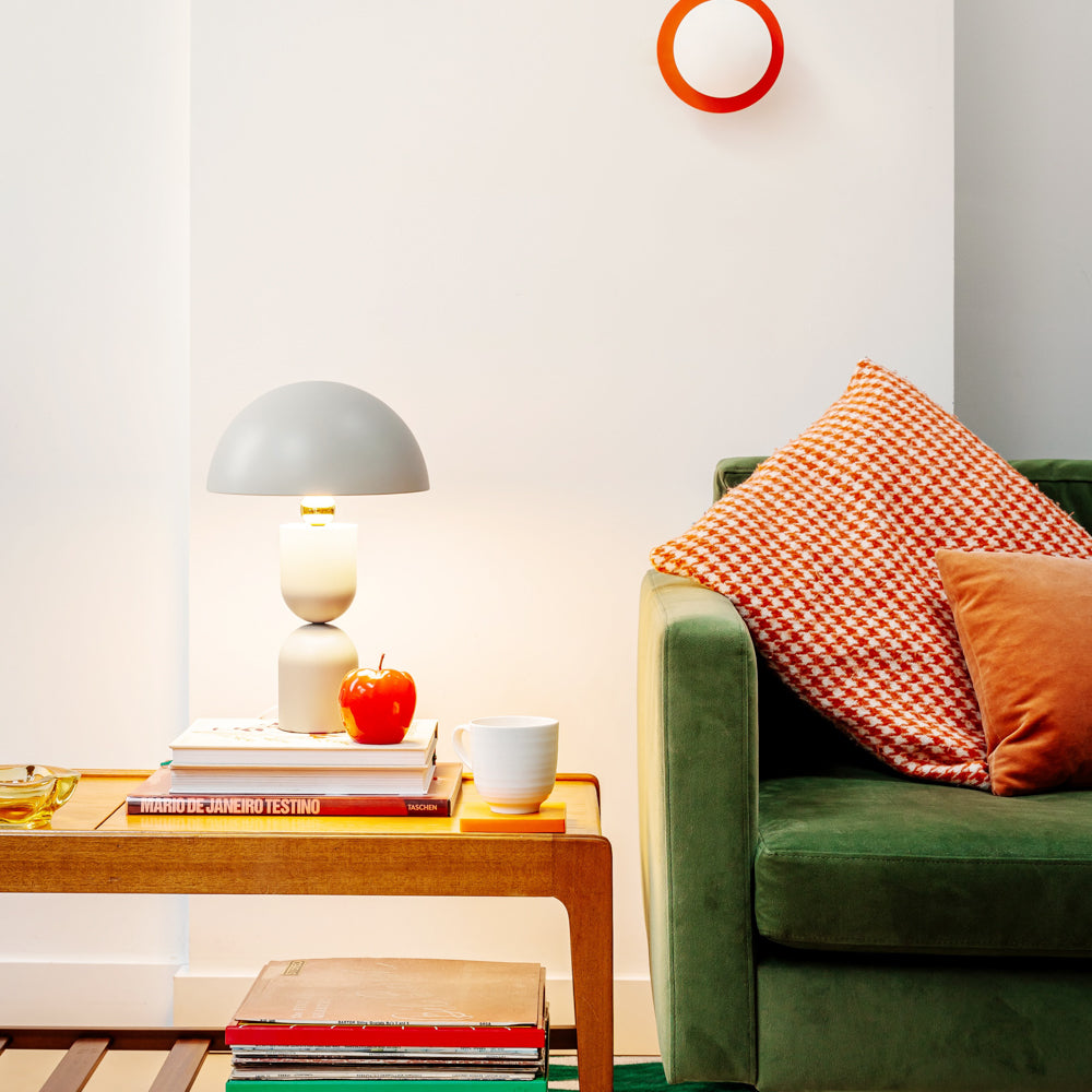 Mushroom Sand Domed Table Lamp in Living Room setting