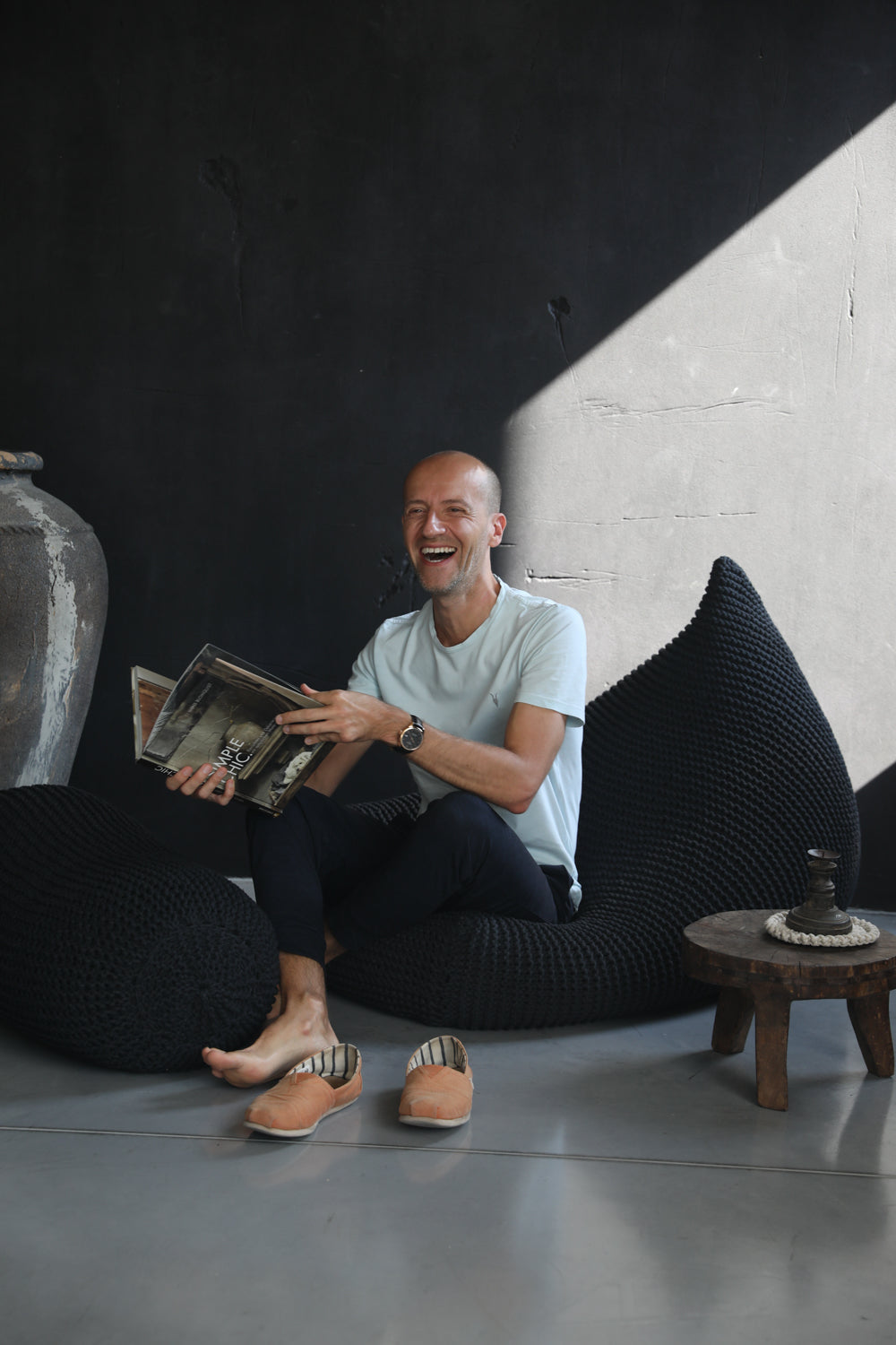 Knitted Bean Bag - Black