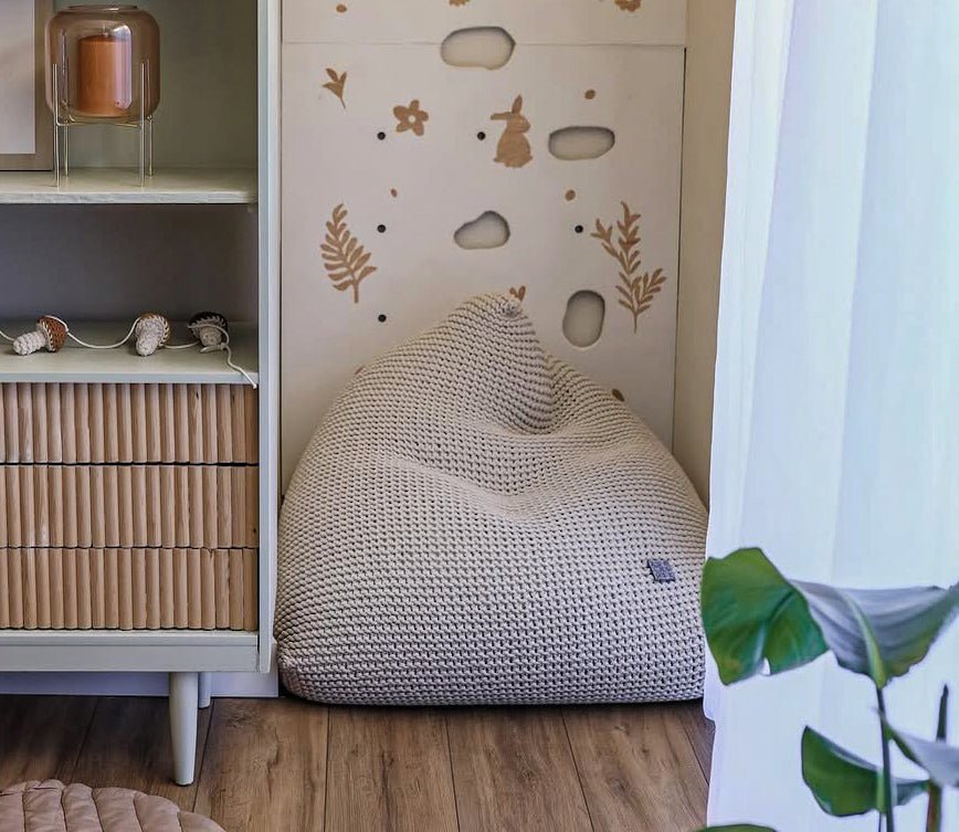 Knitted Bean Bag Kids - Beige