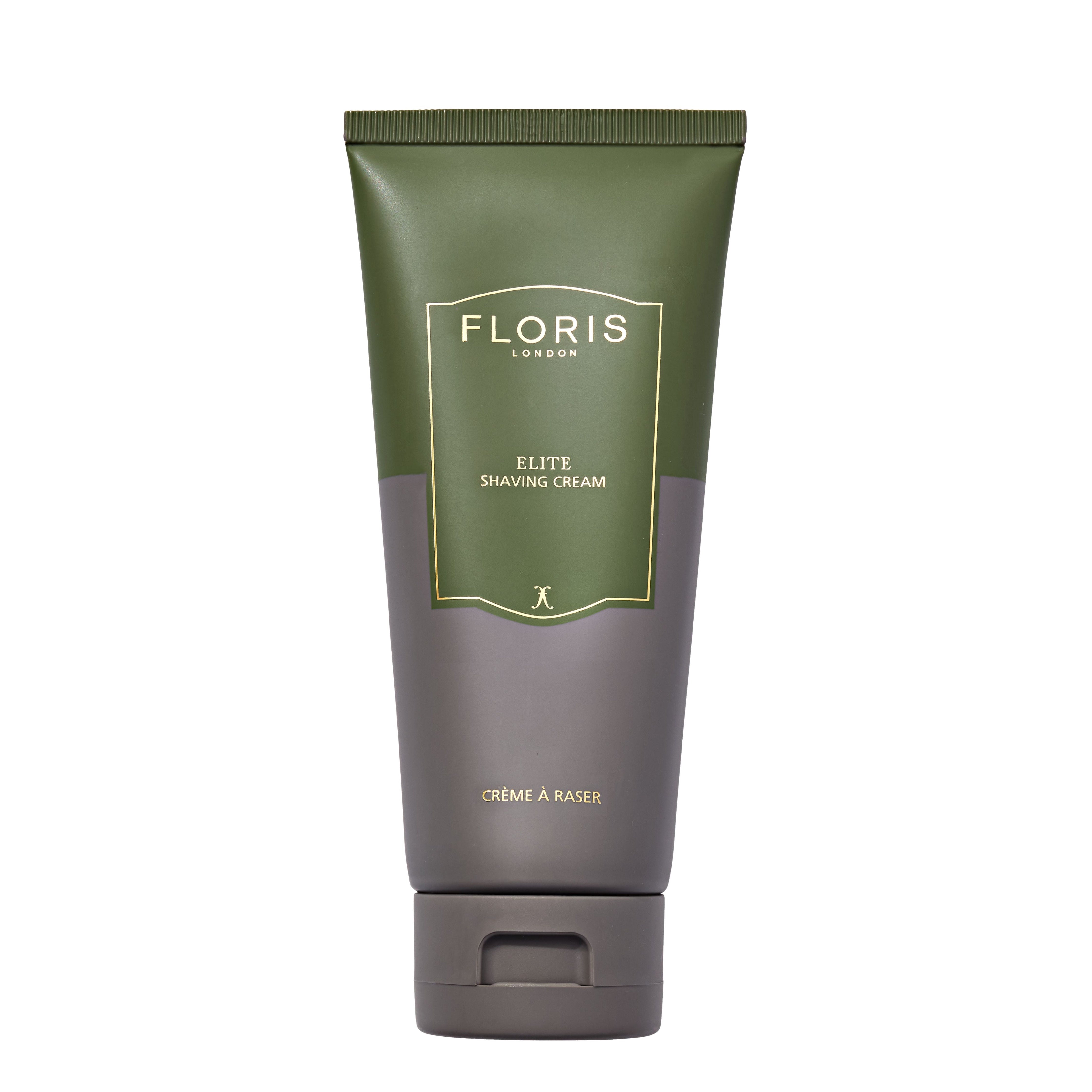 Floris London shaving cream tube on a white background