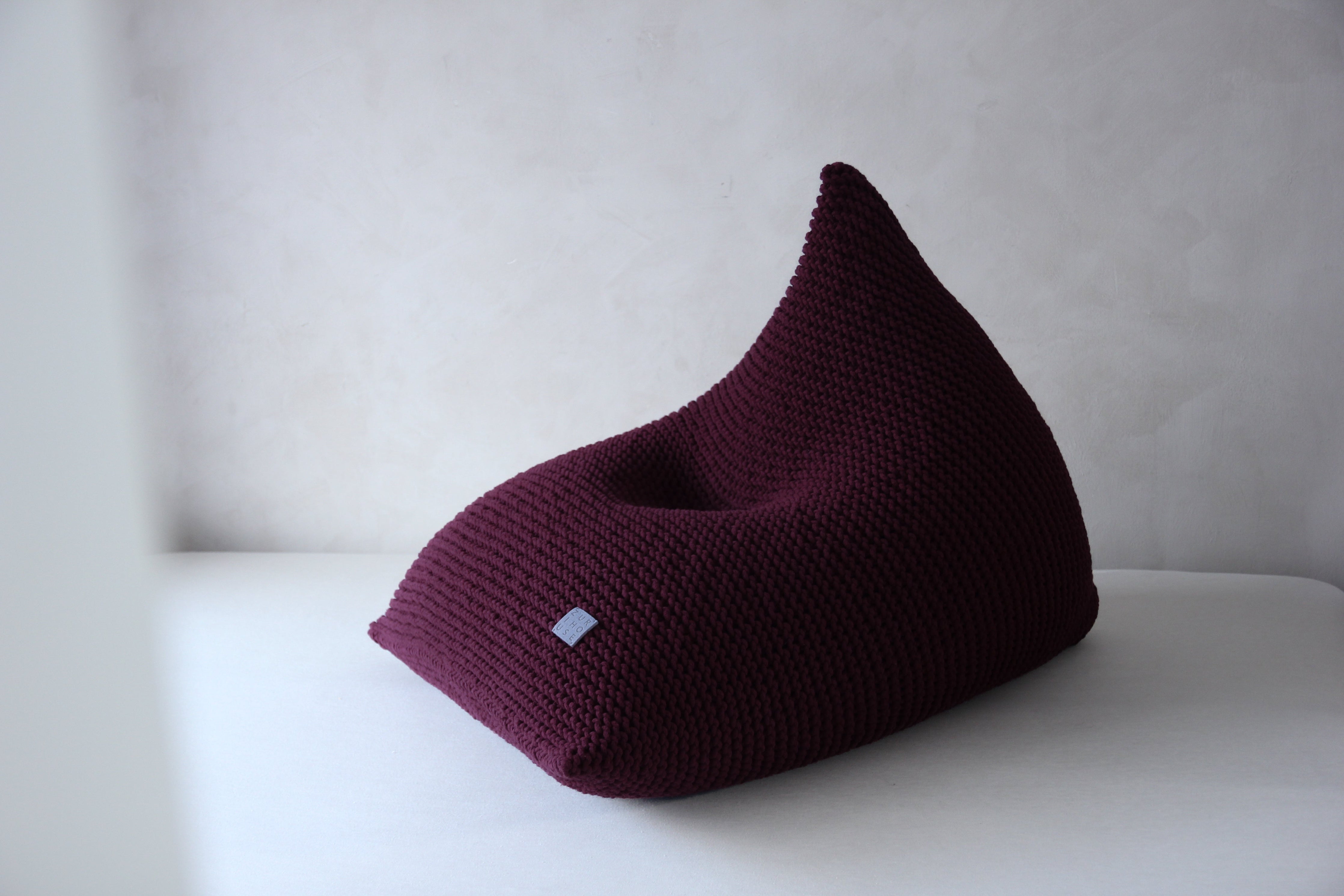 Knitted Bean Bag - Aubergine