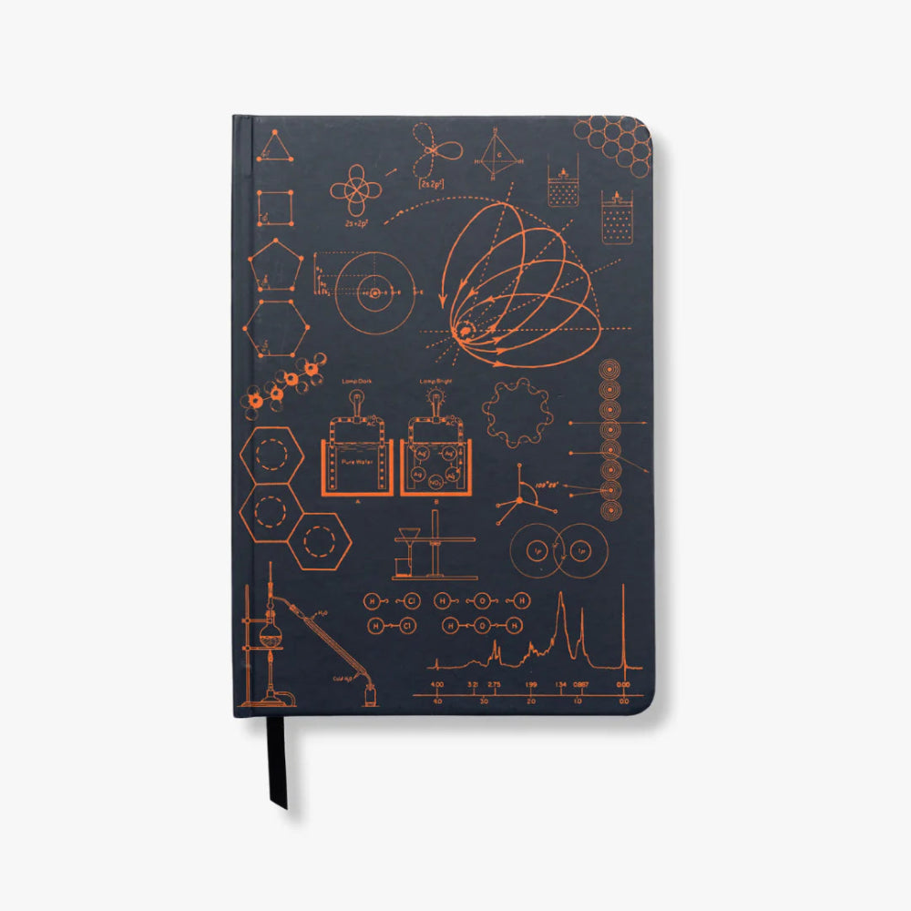 A5 Chemistry Notebook with scientific diagram design on a white background
