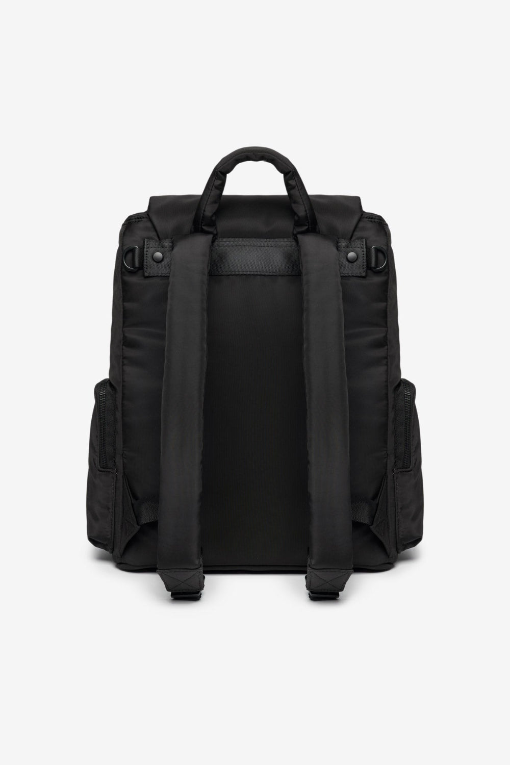 Black backpack on a white background