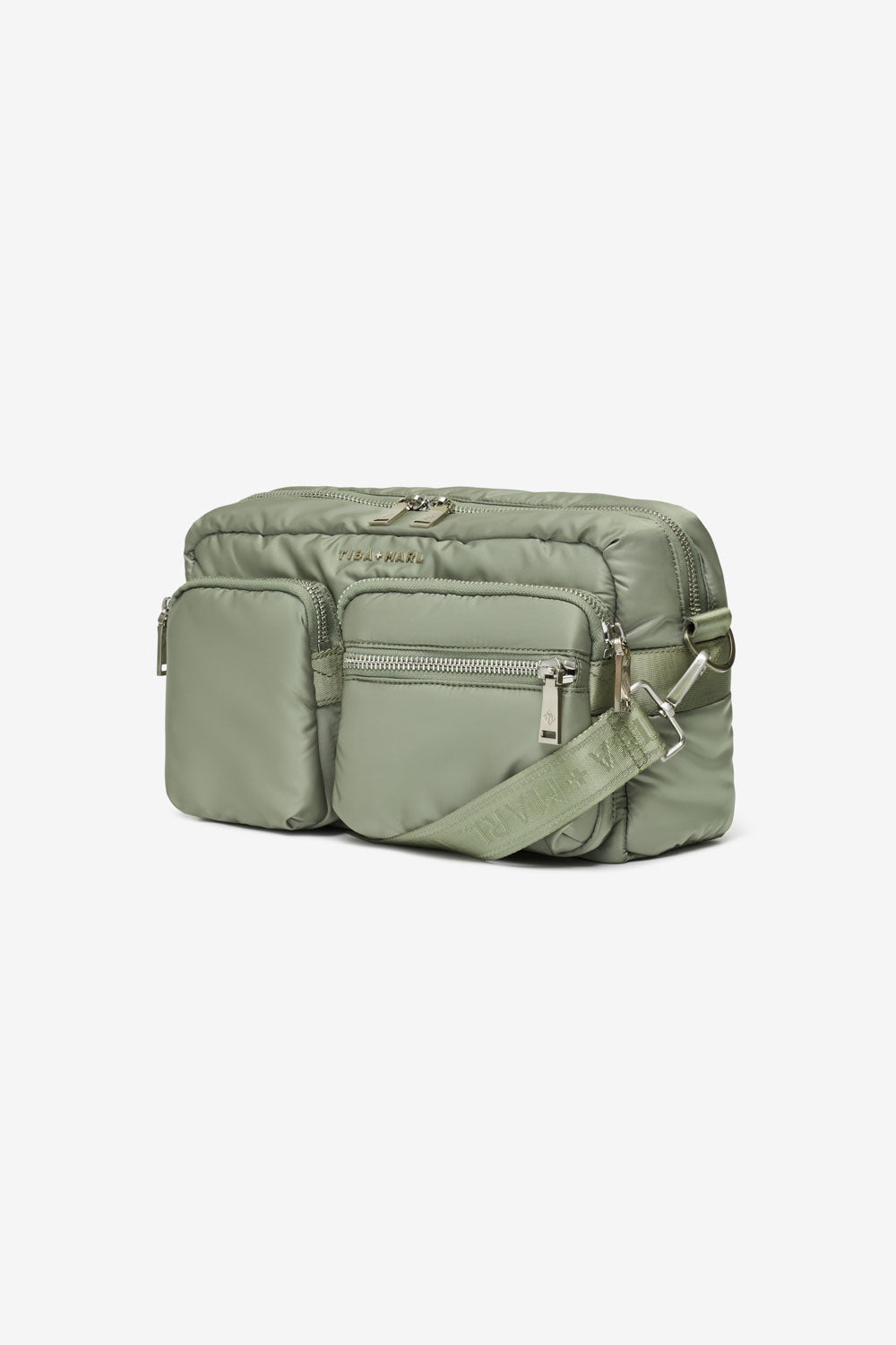 Sage Green crossbody bag on a light grey background