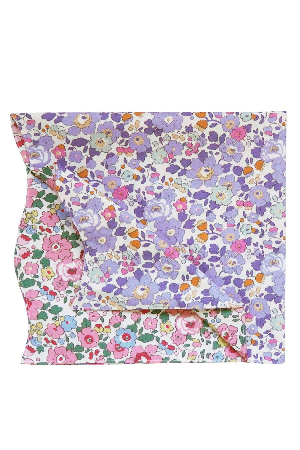 Floral patterned fabric napkins Betsy Lavendar Liberty with a white background