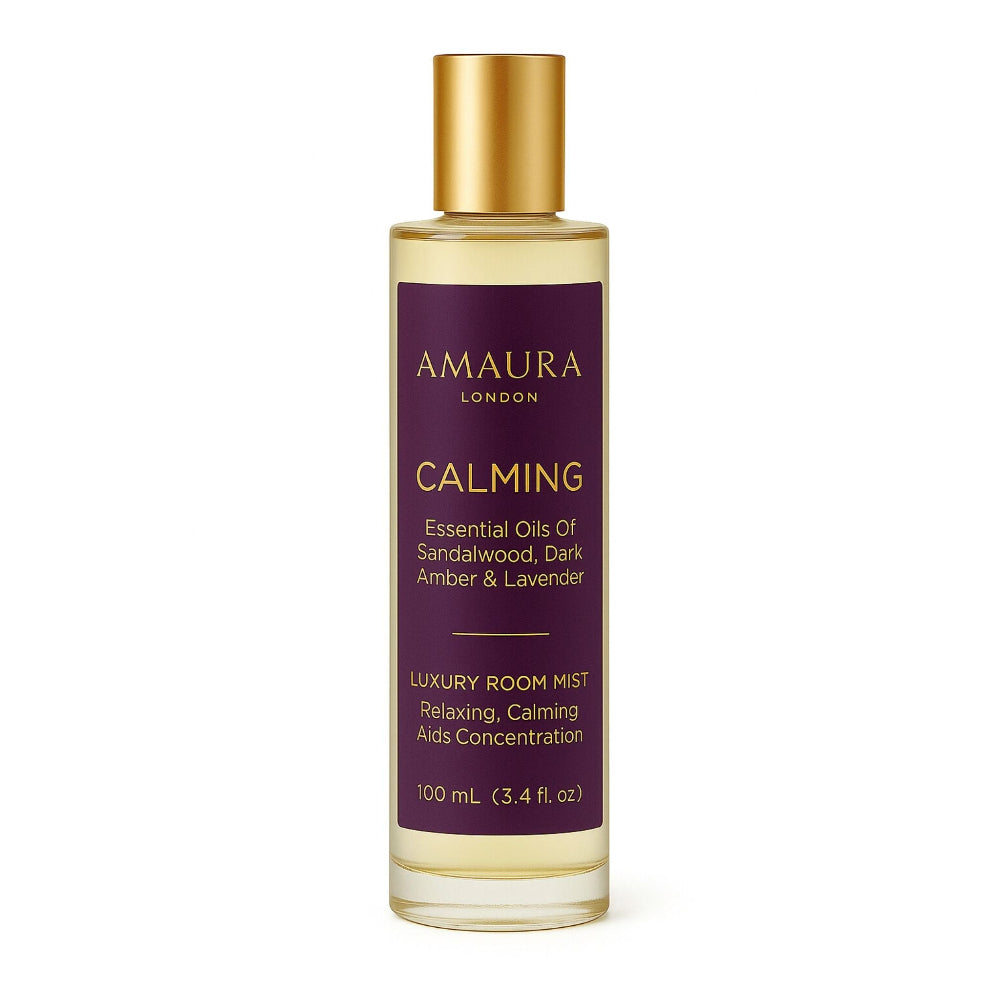 Amaura London Calming room mist bottle on a white background