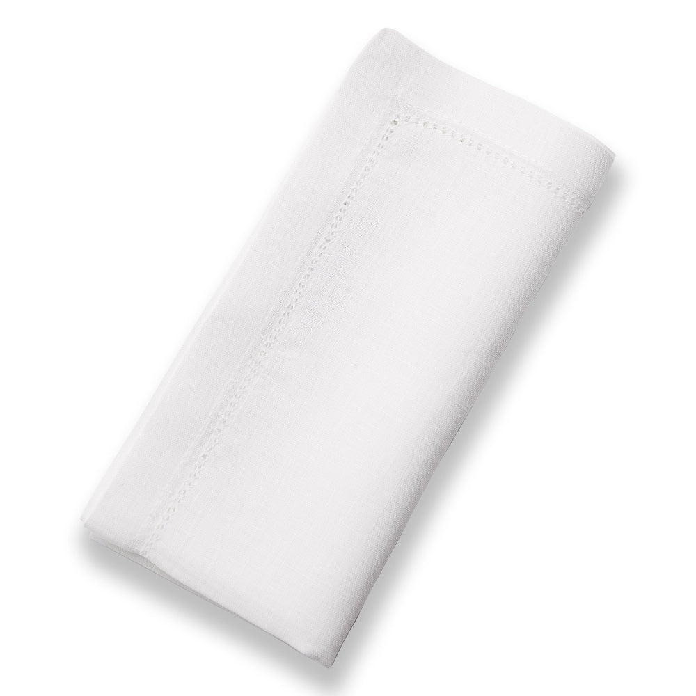Linen Hemstiched Napkins Folded on a white background