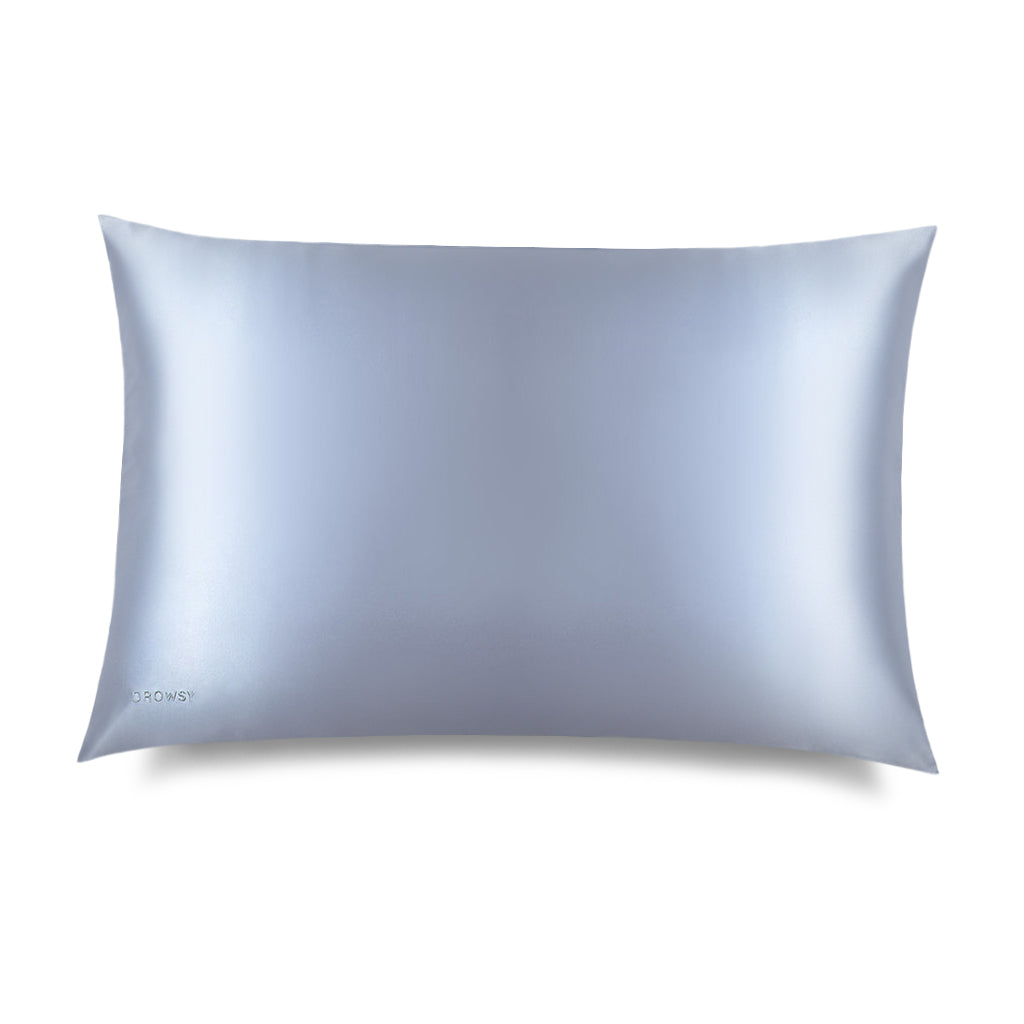 Silk Blue belle Drowsy pillowcase in light blue on a white background