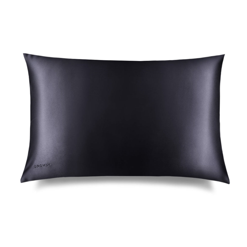 Closeup of a Drowsy Moonlight shadow silk pillowcase on a white background