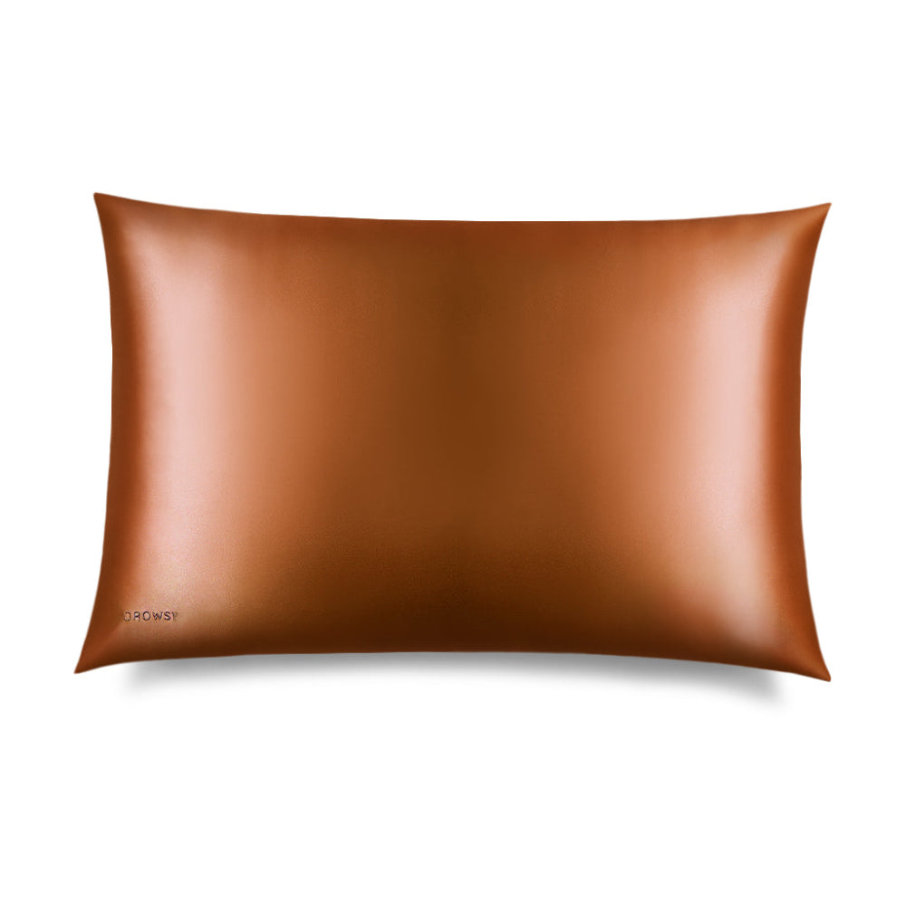 Drowsy Pumpkin spice silk pillowcase on a white background