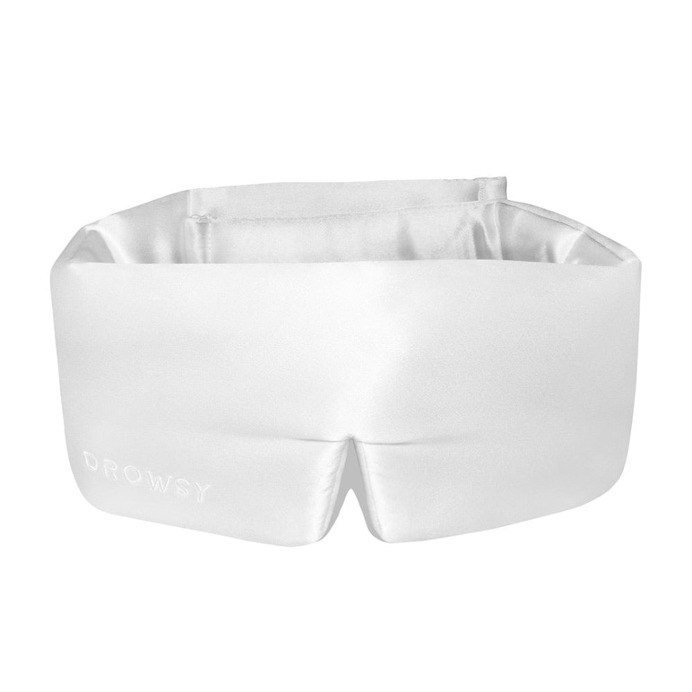 White Drowsy Akoya pearl sleep mask on a plain white background