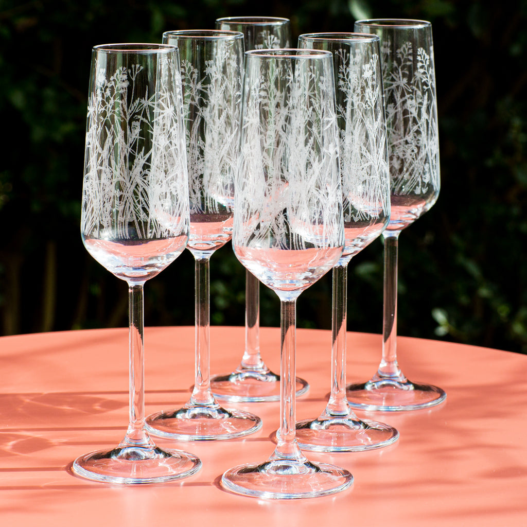 Meadow Glass Flutes - Set of 6