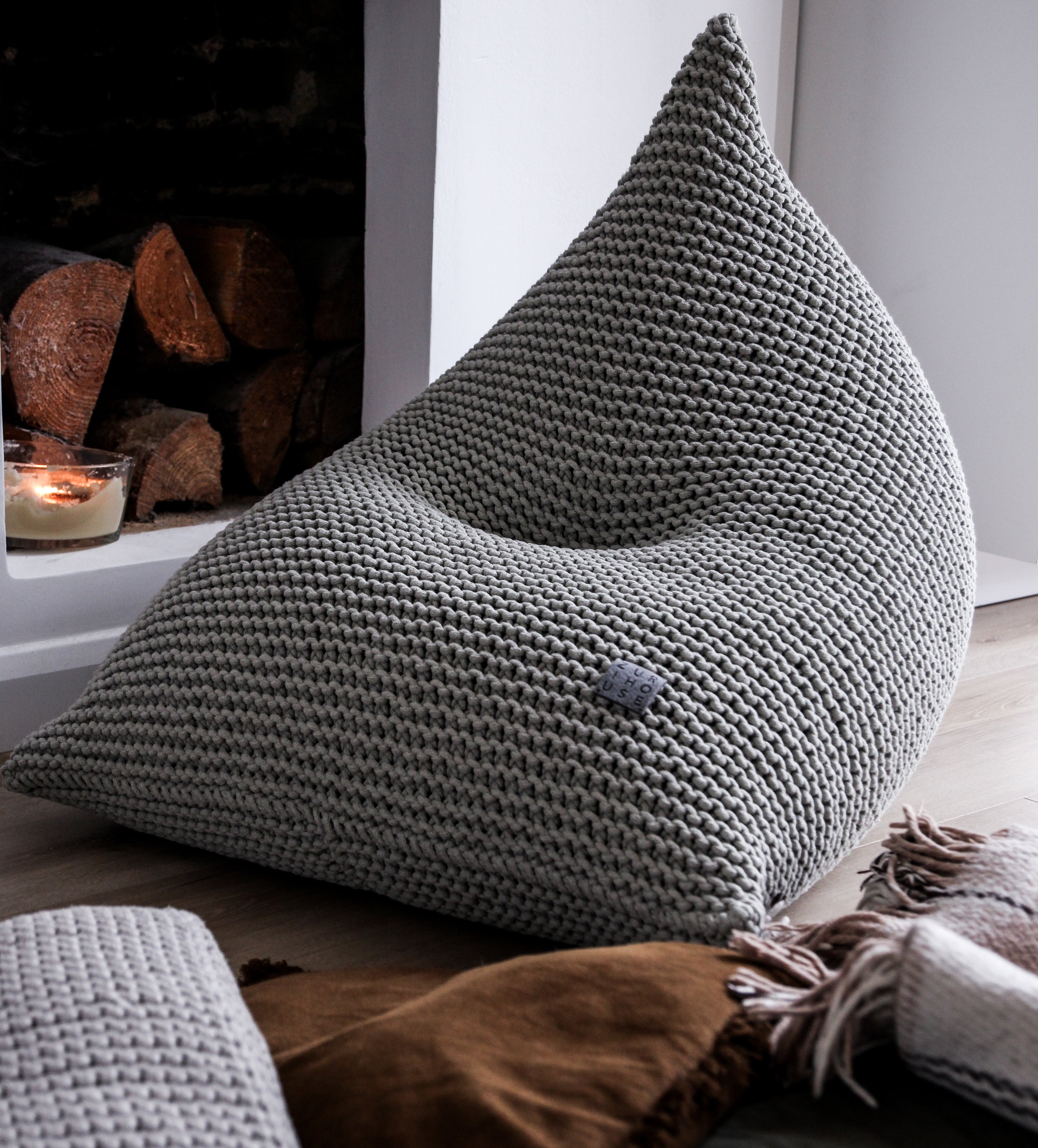 Knitted Bean Bag - Light Olive