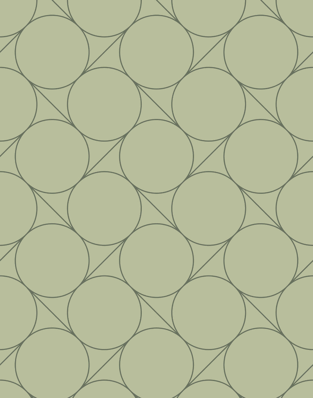 Focal Brown Retro Wallpaper with a Pattern of green circles on a green background