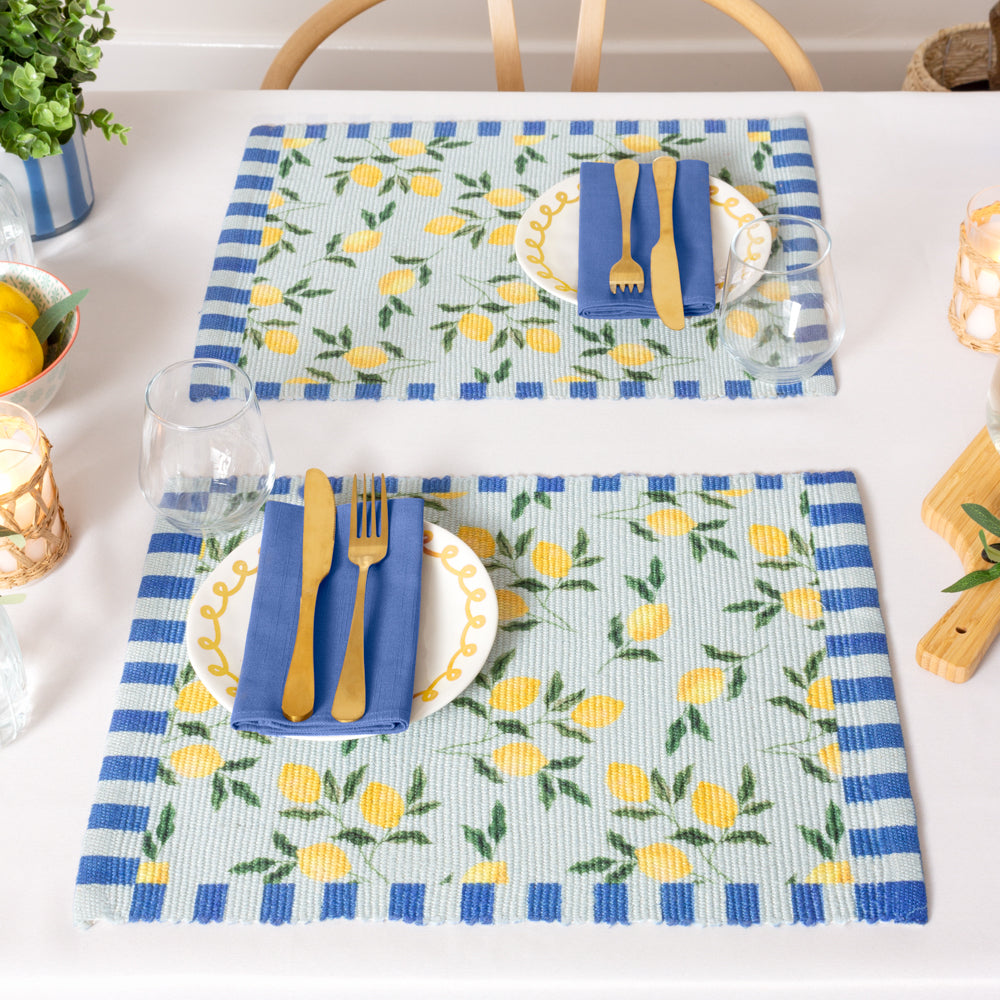 Lemons Set of 4 Indoor/Outdoor Placemats Blue