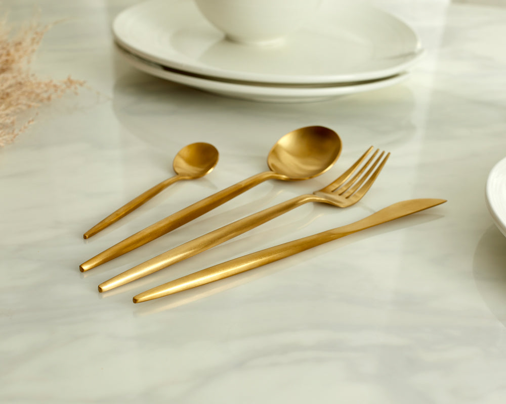 London Gold Stainless Steel Cutlery Sets 16 or 24 Piece Sets