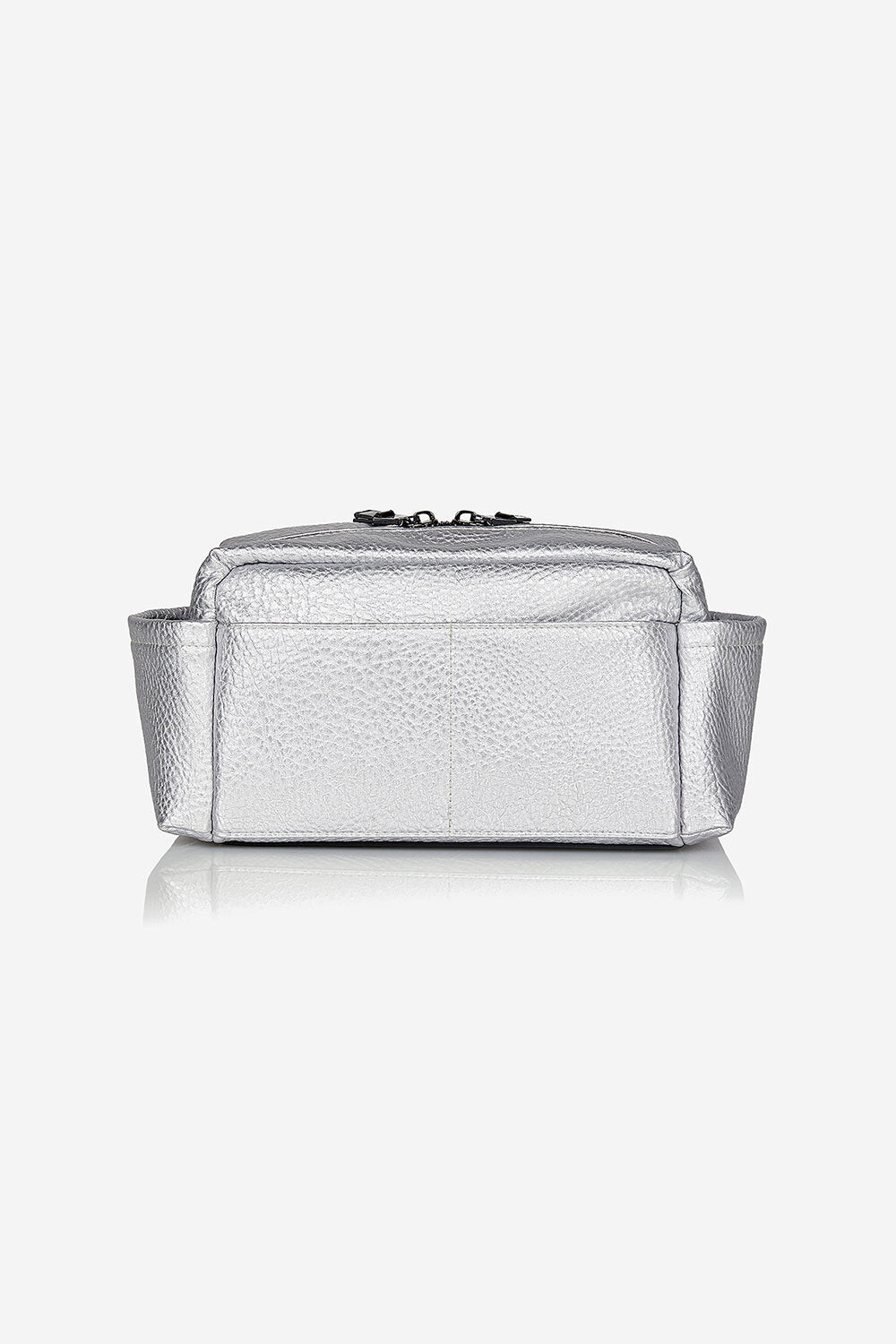 Silver metallic baby organiser bag on a white background